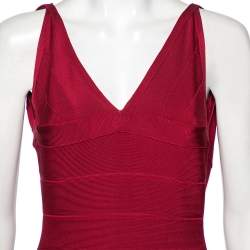 Herve Leger Burgundy Lauren Bandage Cocktail Dress XS
