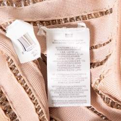 مملوكة مسبقًا Herve Leger Blush Pink Spandex Bead Embellished Cap Sleeve Top & Cecilia Skirt Set S