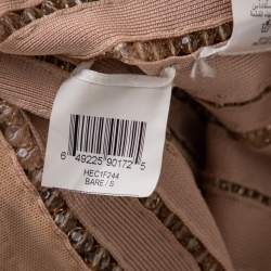 مملوكة مسبقًا Herve Leger Blush Pink Spandex Bead Embellished Cap Sleeve Top & Cecilia Skirt Set S