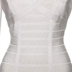 Herve Leger Light Grey Bandage Sleeveless Bodycon Dress M