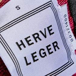Herve Leger Fuchsia Ombre Knit Scalloped Strapless Dress S