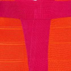 Herve Leger Orange & Pink Colorblock Bandage Billie Mini Dress XS