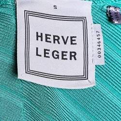 Herve Leger Blue Bandage Cap Sleeve Bodycon Dress S