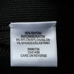 Pre Owned Herve Leger Black Knit Contrast Detail Pencil Skirt M