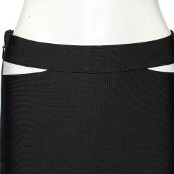 Pre Owned Herve Leger Black Knit Contrast Detail Pencil Skirt M