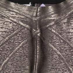 Herve Leger Grey Metallic Foil Coated Pietra Bandage Leggings XS