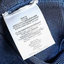 مملوكة مسبقًا Herve Leger Navy Blue Knit Kahli Bandage Dress L