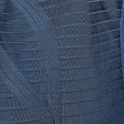 مملوكة مسبقًا Herve Leger Navy Blue Knit Kahli Bandage Dress L