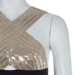 Herve Leger Black Crossover Sequin Embellished Bandage Dress XS