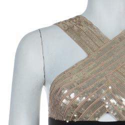 Herve Leger Black Crossover Sequin Embellished Bandage Dress XS