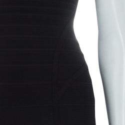 Herve Leger Black Crossover Sequin Embellished Bandage Dress XS