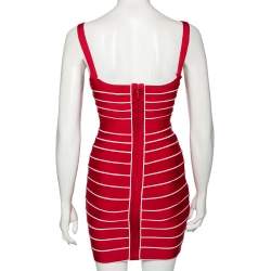 Pre Owned Herve Leger Red Bandage Julietta Bodycon Mini Dress XS