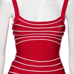 Pre Owned Herve Leger Red Bandage Julietta Bodycon Mini Dress XS