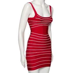Pre Owned Herve Leger Red Bandage Julietta Bodycon Mini Dress XS