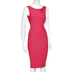 Herve Leger Pink Synthetic Ardell Bodycon Dress S