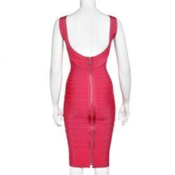 Herve Leger Pink Synthetic Ardell Bodycon Dress S