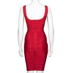 Herve Leger Red Bandage Bodycon Midi Dress XS