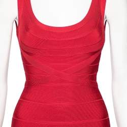 Herve Leger Red Bandage Bodycon Midi Dress XS