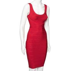Herve Leger Red Bandage Bodycon Midi Dress XS
