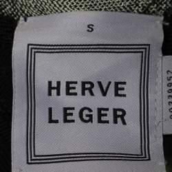 Herve Leger Monochrome Crystal Embellished Stretch Knit Bodycon Dress S