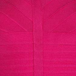 Pre Owned فستان هيرفي ليجي بانتدج تريكو وردي بلا أكمام S