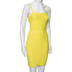 Herve Leger Yellow Bandage Convertible Strap Bodycon Dress M