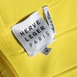 Herve Leger Yellow Bandage Convertible Strap Bodycon Dress M