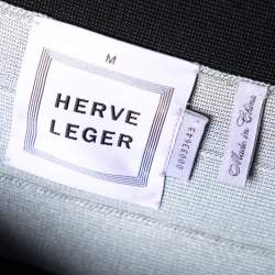 Pre Owned فستان بوديكون هيرفي ليجي بكتف واحد بانداج أسود ورصاصي مقاس وسط ( ميديوم )