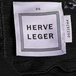 Pre Owned Herve Leger Black Strapless Arabella Bandage Dress XS