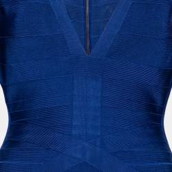 Pre Owned Herve Leger Royal Blue Bandage Bodycon Dress M