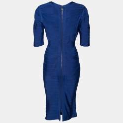 Pre Owned Herve Leger Royal Blue Bandage Bodycon Dress M