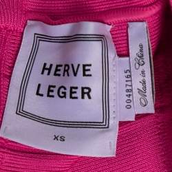Herve Leger Pink Bandage Cap Sleeve Muriel Bodycon Dress XS