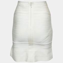 Pre Owned تنورة هيرفي ليجي بانداج عاجي مزين طرف واسع مقاس صغير جداً - إكس سمول