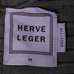 Herve Leger Metallic Grey Bandage Flared Maxi Dress M