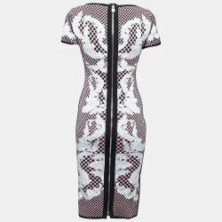 Pre Owned Herve Leger Multicolor Jacquard Knit Emely Bodycon Dress M