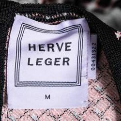 Pre Owned Herve Leger Multicolor Jacquard Knit Emely Bodycon Dress M