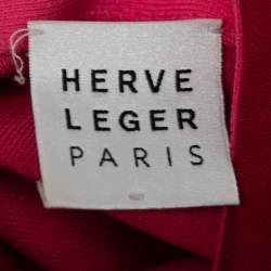 Herve Leger Red Stretch Knit Maxi Skirt XS