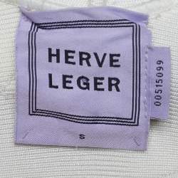 Pre Owned Herve Leger Alabaster Knit Origami Fold Detail Viktoria Zip Up Jacket S