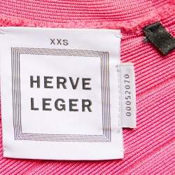 مملوكة مسبقًا Herve Leger Pink Knit Mini Bandage Dress XXS