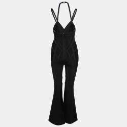 Herve Leger by Max Azria Black Stretch Knit Jumpsuit XS