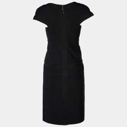 Pre Owned Herve Leger Black Cap Sleeve Bandage Mini Dress M