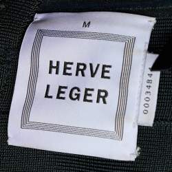 Pre Owned Herve Leger Black Cap Sleeve Bandage Mini Dress M