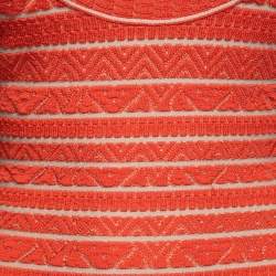 Herve Leger Orange Patterned Stretch Knit Filipa Maxi Dress S 