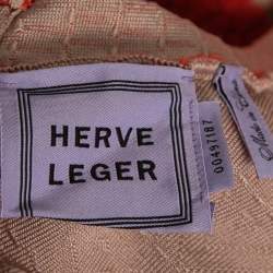 Herve Leger Orange Patterned Stretch Knit Filipa Maxi Dress S 