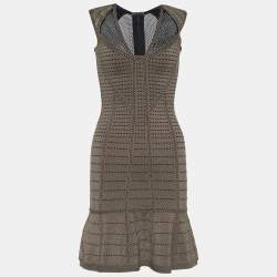 Herve Leger Gold Lurex Knit Natalija Bodycon Dress XS