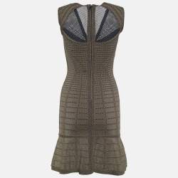 Herve Leger Gold Lurex Knit Natalija Bodycon Dress XS