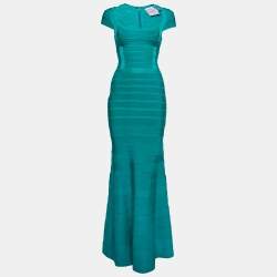 Herve Leger Blue Bandage Lora Bodycon Maxi Dress XS