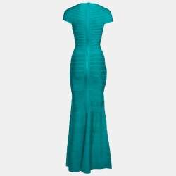 Herve Leger Blue Bandage Lora Bodycon Maxi Dress XS