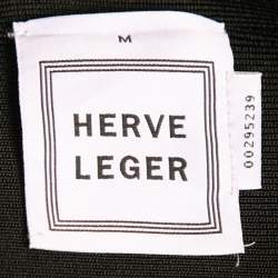 Pre Owned Herve Leger Black Stretch Knit Peplum Pencil Skirt M