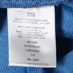 Pre Owned Herve Leger Blue Stretch Knit Bandage Dress XS